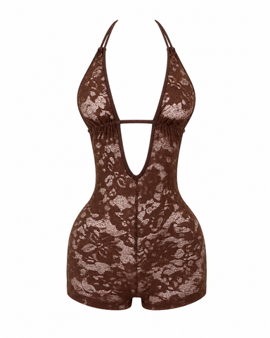 Make it Sexy Lace Romper (Chocolate)
