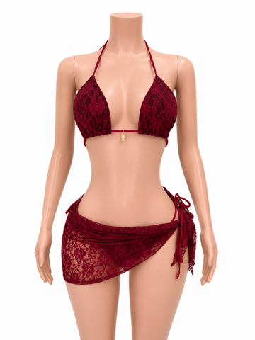 Cherry Noir 3 Pc Bikini Set