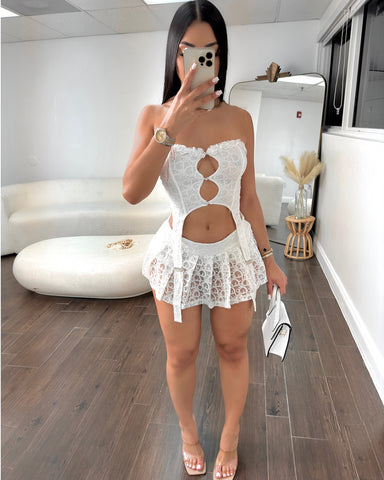 Designer Baby Skirt Set (White)