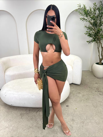 Krystal Skirt Set (Olive)