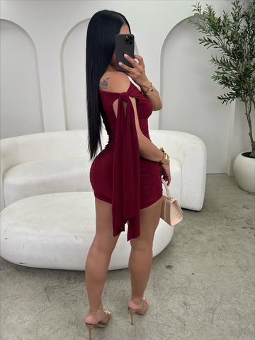 Off Shoulder Fall Mini (Burgundy)