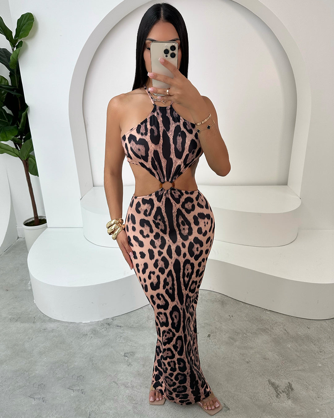 Leopard Print Ringed Maxi