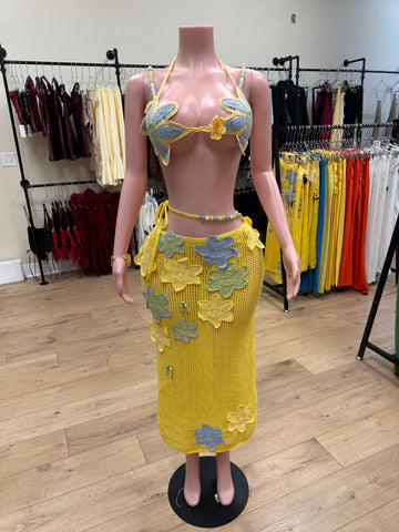 Yellow Florals Crochet Set