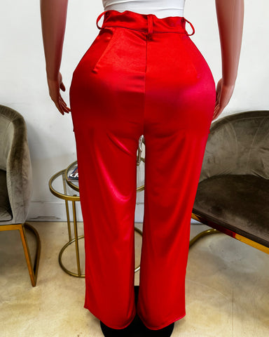 Noel Red Satin Pants