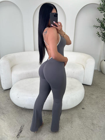 Grey Outlines Gym Jumpsuit