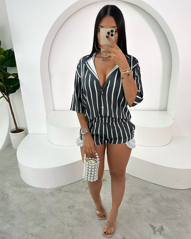 Alessandra Striped Short Set