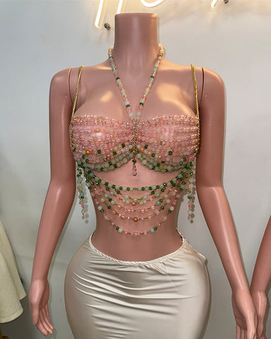 Pink Opals Beaded Top