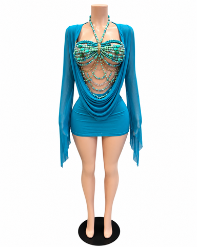 Turquoise Treasure Set (Dress + Beaded Top)