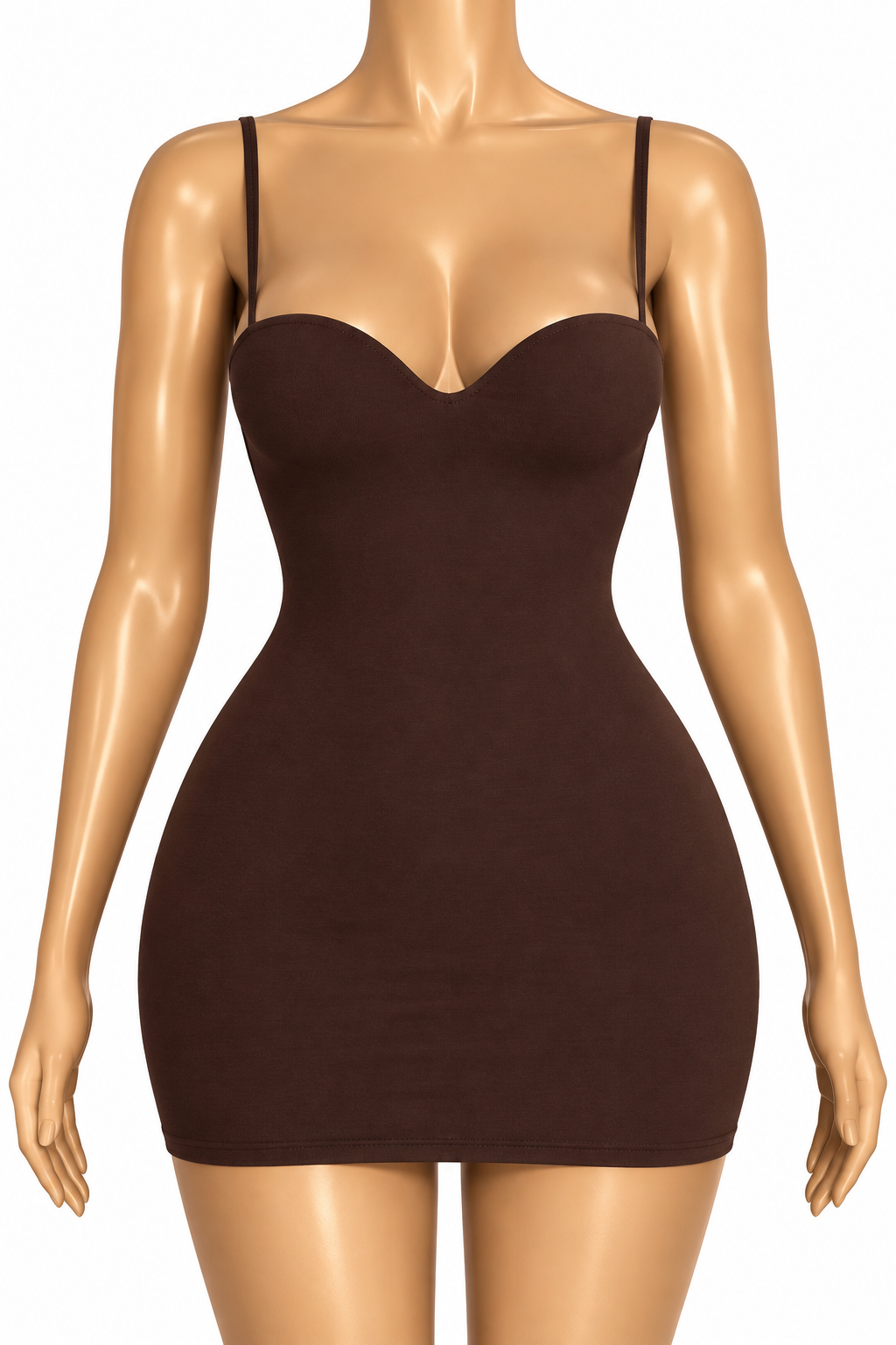 Sculpt Me Mini Dress-Brown