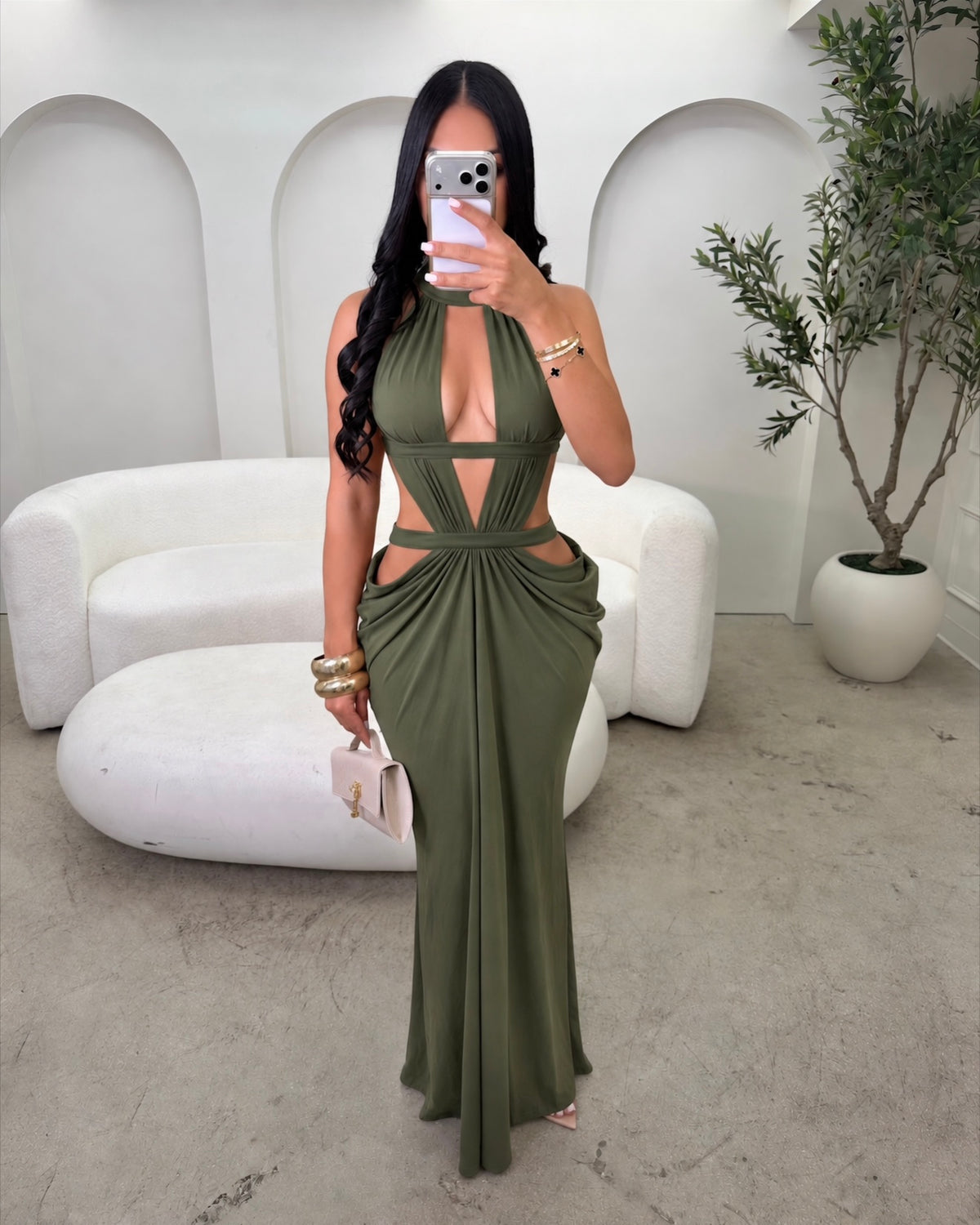 Olive Allure Cutout Maxi
