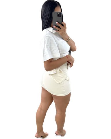 Crème Cargo Mini Skirt