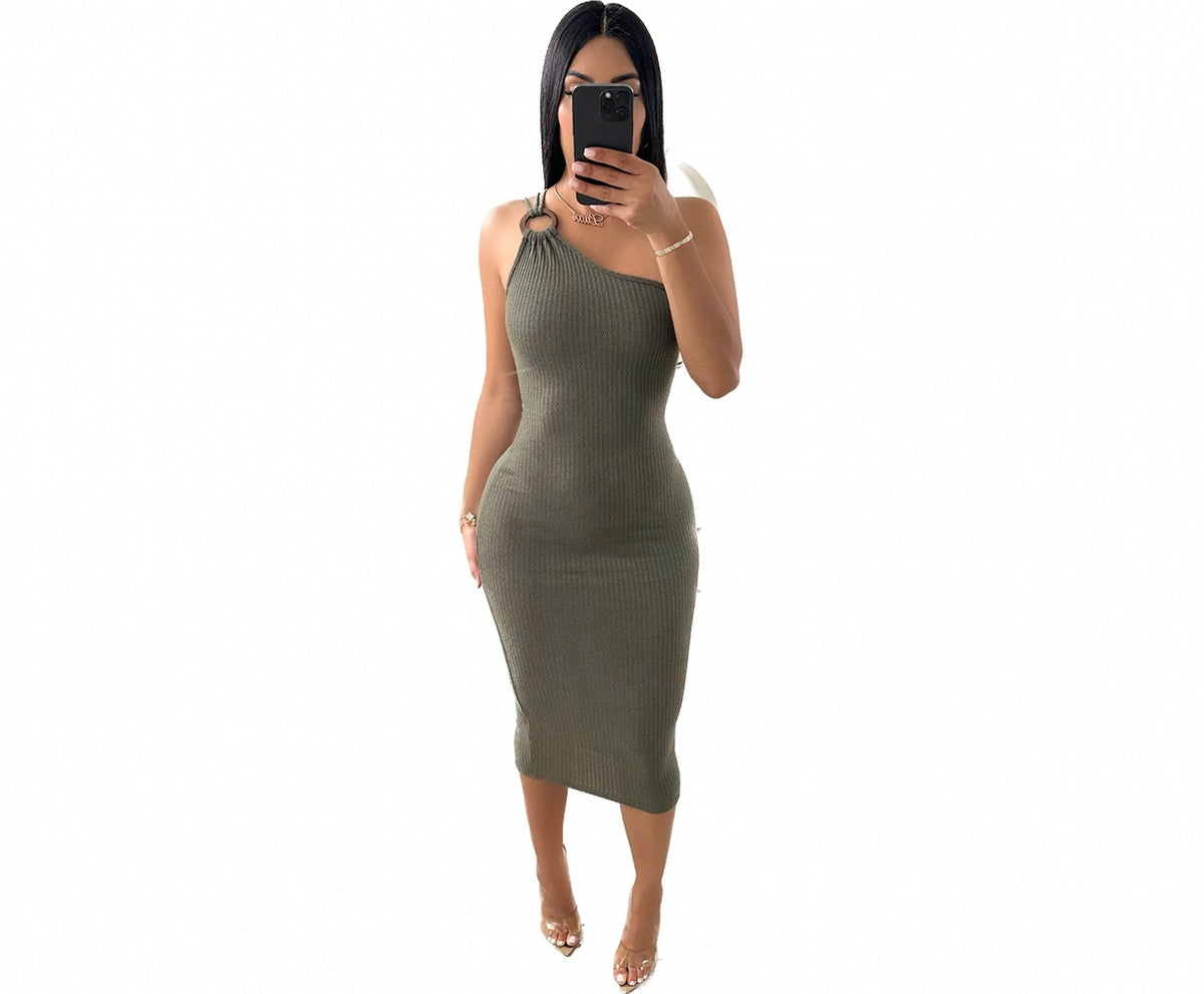 Athens Date Ribbed Midi (Olive)