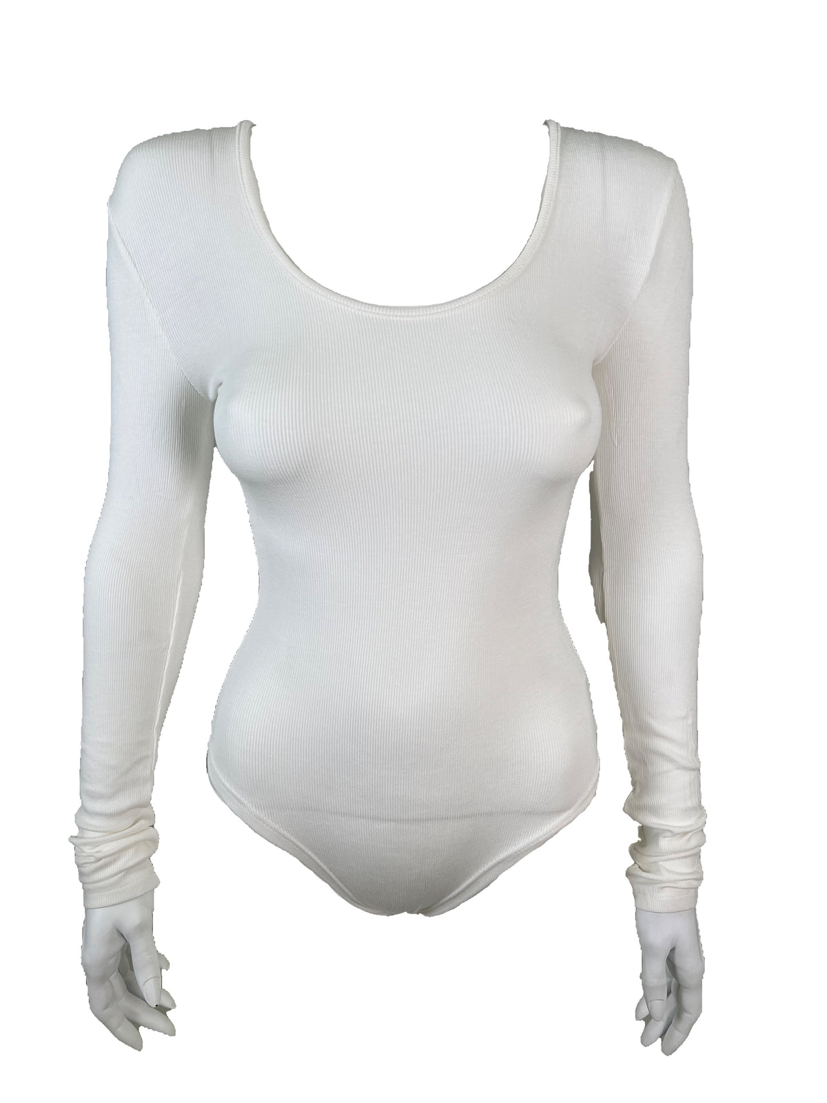 Sleeved Ribbed Bodysuit White