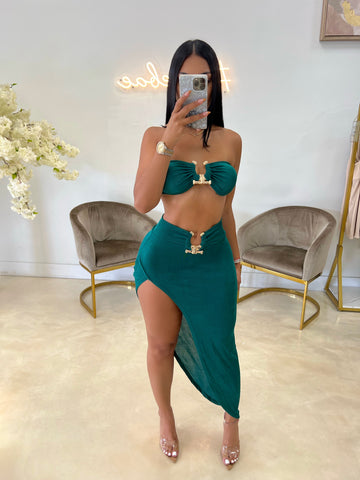 Goddess In Emerald Skirt Set