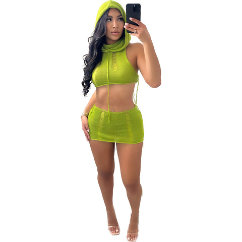 Lori Hooded Knit Set (Green)